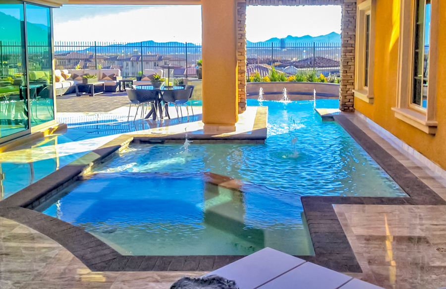 Angular spa on cutom swimming pool.